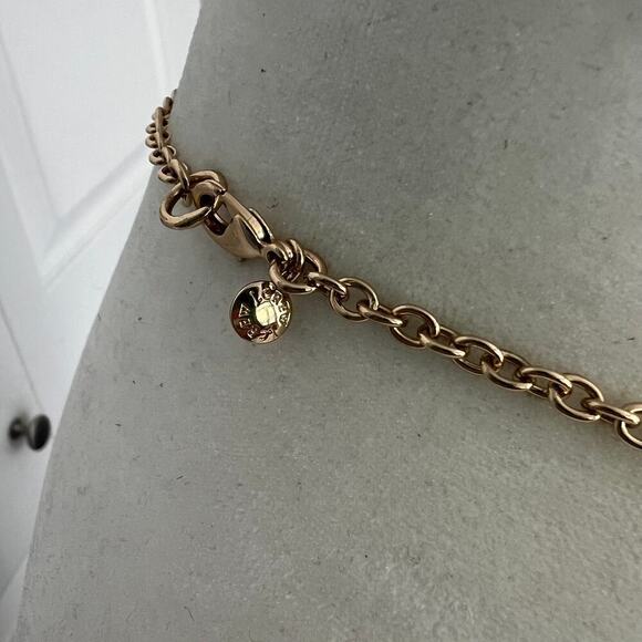 J.Crew Acrylic and Crystal Studded Peacock Blue Pendant Necklace on Gold Chain - Picture 5 of 7